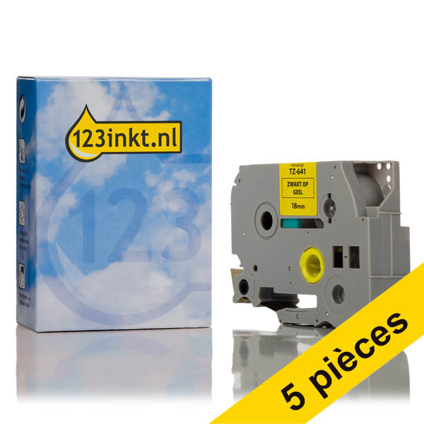 Offre : 5x Marque 123encre remplace Brother TZe-641 ruban 18 mm - noir sur jaune 653078 - 1