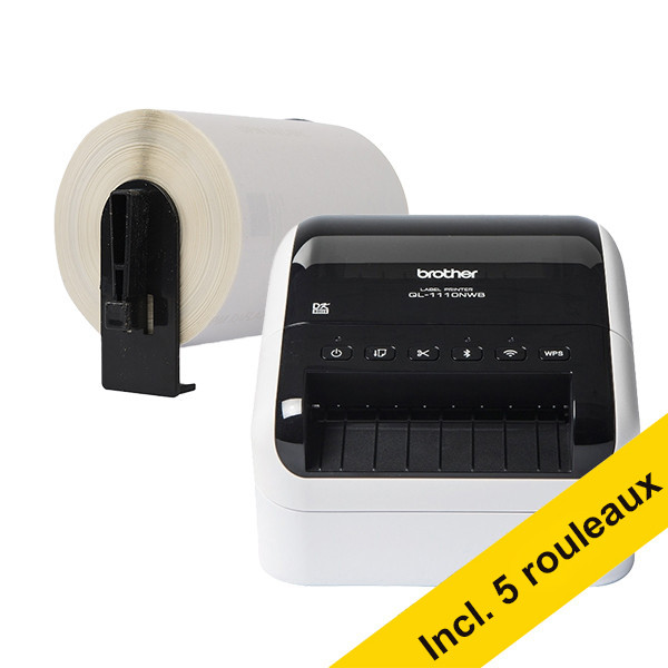 Brother QL-1110NWBc imprimante d'étiquettes professionnelle avec wifi + 5 rouleaux d'étiquettes d'expédition 833466 - 1