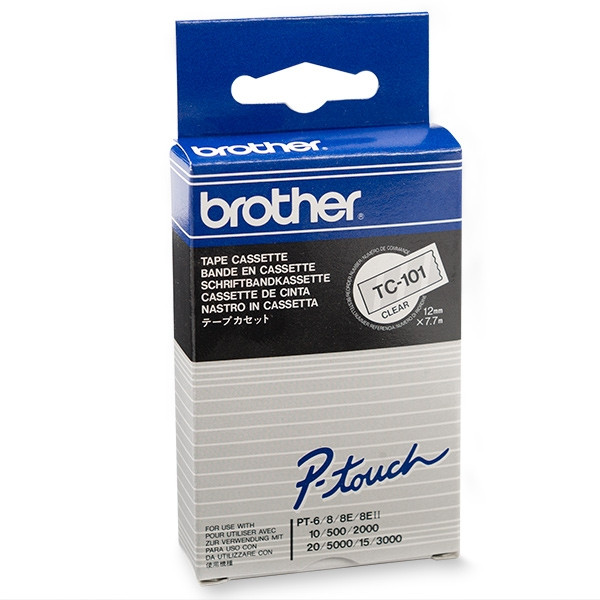 Brother TC-101 'extrême' cassette à ruban 12 mm (d'origine) - noir sur transparent TC-101 088824 - 1