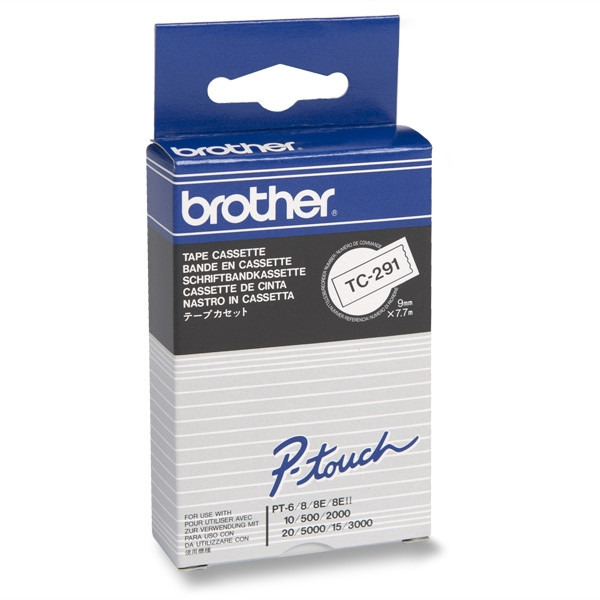 Brother TC-291 'extrême' cassette à ruban 9 mm (d'origine) - noir sur blanc TC291 080500 - 1