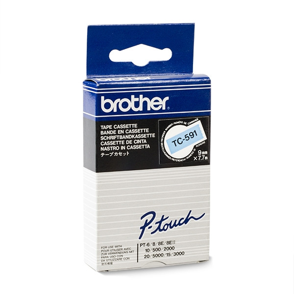 Brother TC-591 'extrême' cassette à ruban 9 mm (d'origine) - noir sur bleu TC-591 088854 - 1
