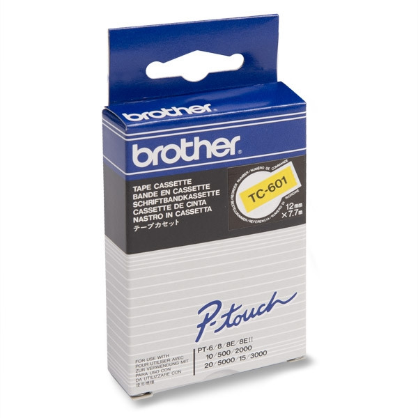 Brother TC-601 'extrême' cassette à ruban 12 mm (d'origine) - noir sur jaune TC-601 080504 - 1