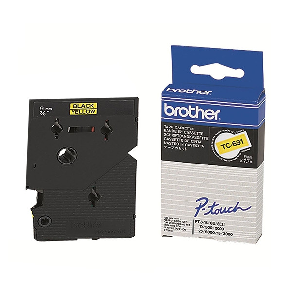 Brother TC-691 'extrême' cassette à ruban 9 mm (d'origine) - noir sur jaune TC-691 088858 - 1