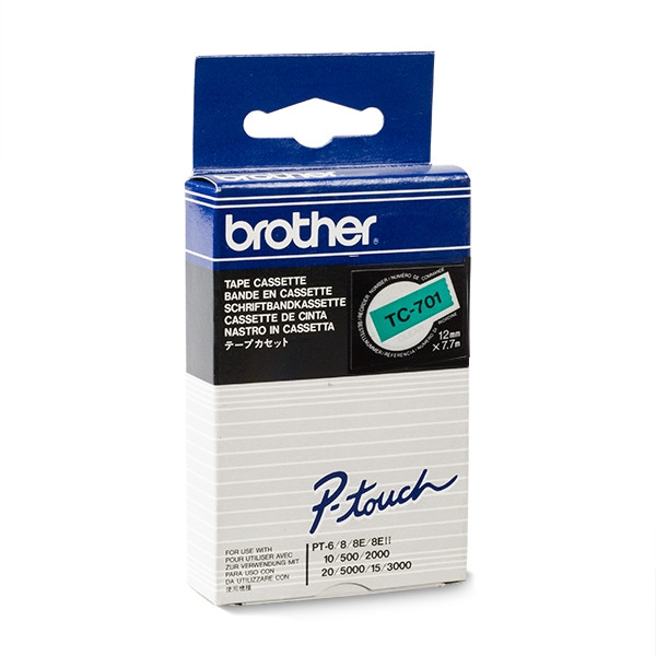 Brother TC-701 'extrême' cassette à ruban 12 mm (d'origine) - noir sur vert TC-701 088860 - 1