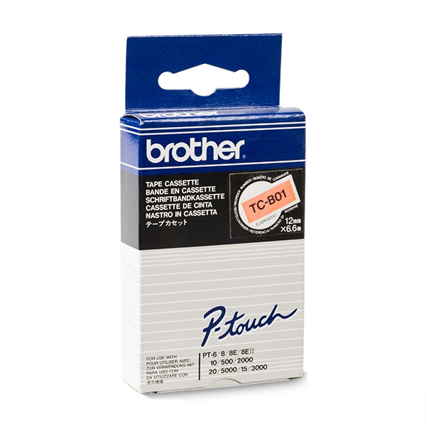 Brother TC-B01 'extrême' cassette à ruban 12 mm (d'origine) - noir sur orange TC-B01 088872 - 1