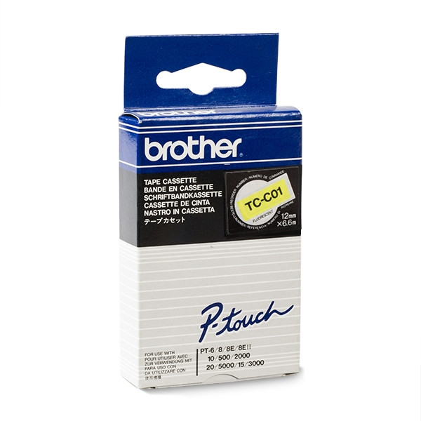 Brother TC-C01 'extrême' cassette à ruban 12 mm (d'origine) - noir sur jaune TC-C01 088874 - 1