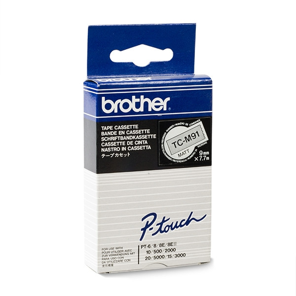 Brother TC-M91 'extrême' cassette à ruban 9 mm (d'origine) - noir sur transparent TC-M91 088822 - 1