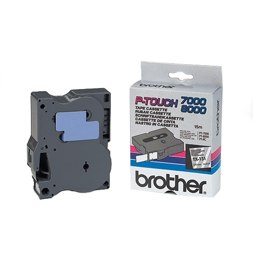 Brother TX-151 cassette à ruban 'extrême' 24 mm (d'origine) - noir sur transparent brillant TX151 080224 - 1