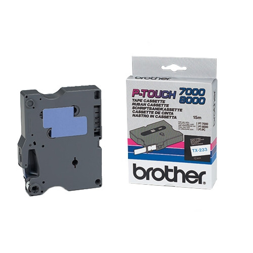 Brother TX-233 cassette à ruban 'extrême' 12 mm (d'origine) - bleu sur blanc brillant TX233 080238 - 1