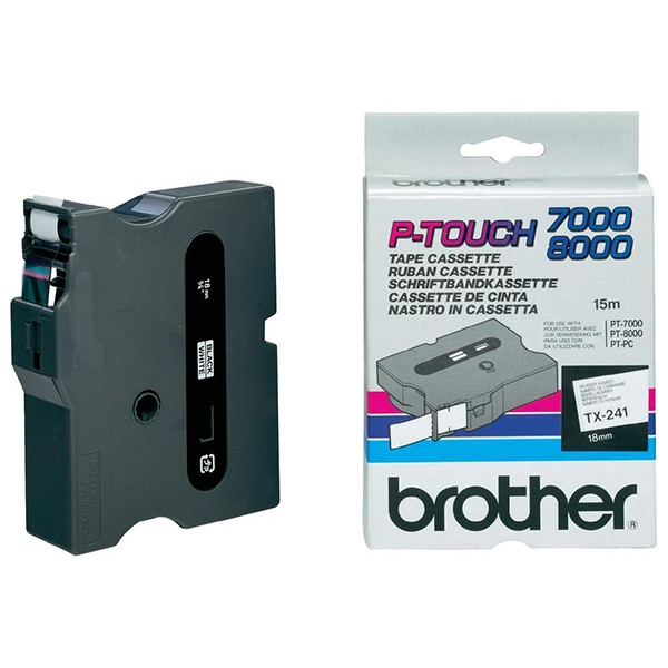 Brother TX-241 cassette à ruban 'extrême' 18 mm (d'origine) - noir sur blanc brillant TX241 080322 - 1