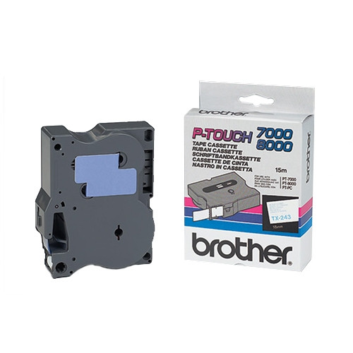 Brother TX-243 cassette à ruban 'extrême' 18 mm (d'origine) - bleu sur blanc brillant TX243 080242 - 1