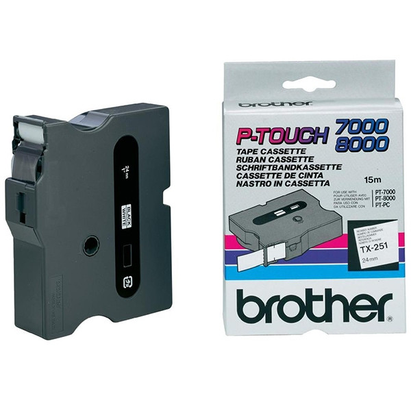 Brother TX-251 cassette à ruban 'extrême' 24 mm (d'origine) - noir sur blanc brillant TX251 080325 - 1