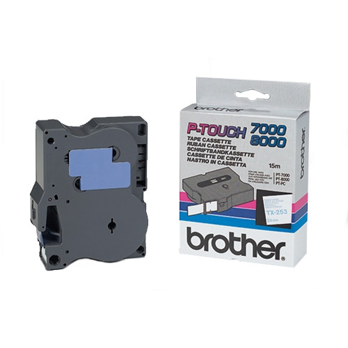 Brother TX-253 cassette à ruban 'extrême' 24 mm (d'origine) - bleu sur blanc brillant TX253 080246 - 1
