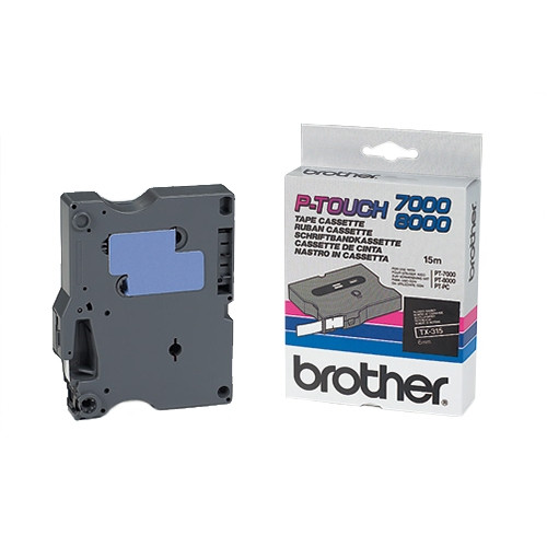 Brother TX-315 cassette à ruban 'extrême' 6 mm (d'origine) - blanc sur noir brillant TX315 080248 - 1