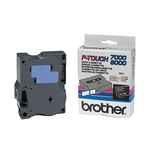 Brother TX-345 cassette à ruban 'extrême' 18 mm (d'origine) - blanc sur noir brillant TX345 080252 - 1