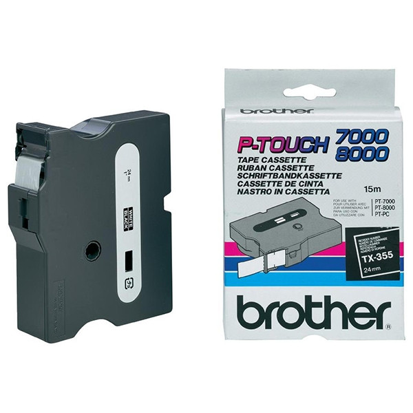Brother TX-355 cassette à ruban 'extrême' 24 mm (d'origine) - blanc sur noir brillant TX355 080256 - 1
