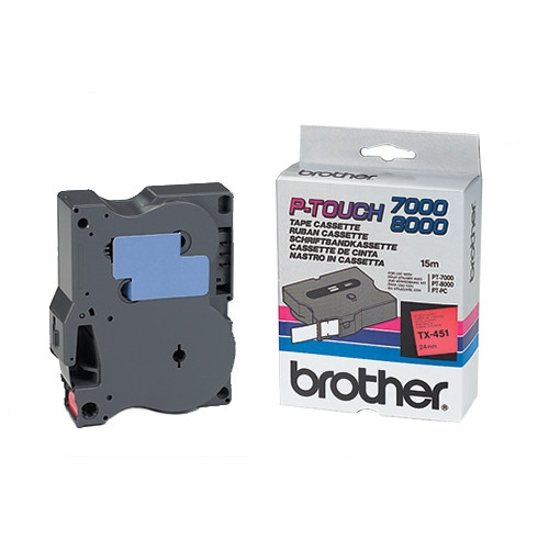 Brother TX-451 cassette à ruban 'extrême' 24 mm (d'origine) - noir sur rouge brillant TX451 080262 - 1