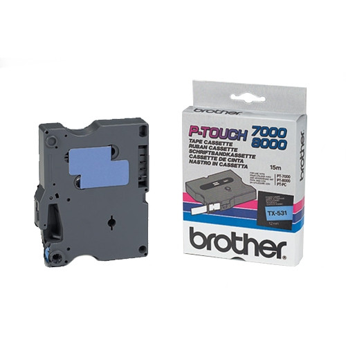 Brother TX-531 cassette à ruban 'extrême' 12 mm (d'origine) - noir sur bleu brillant TX531 080264 - 1