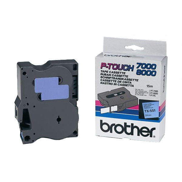Brother TX-551 cassette à ruban 'extrême' 24 mm (d'origine) - noir sur bleu brillant TX551 080268 - 1