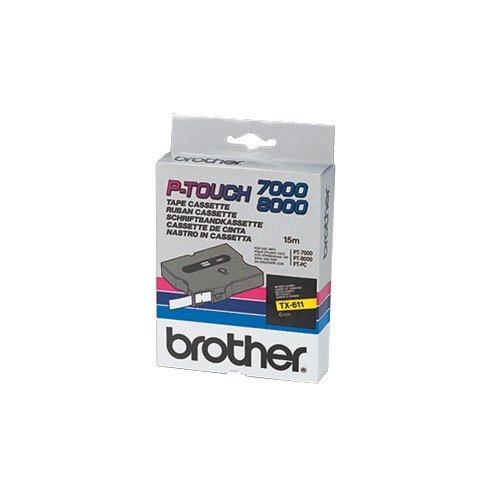 Brother TX-611 cassette à ruban 'extrême' 6 mm (d'origine) - noir sur jaune brillant TX611 080270 - 1