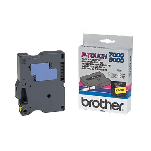 Brother TX-631 cassette à ruban 'extrême' 12 mm (d'origine) - noir sur jaune brillant TX631 080274 - 1