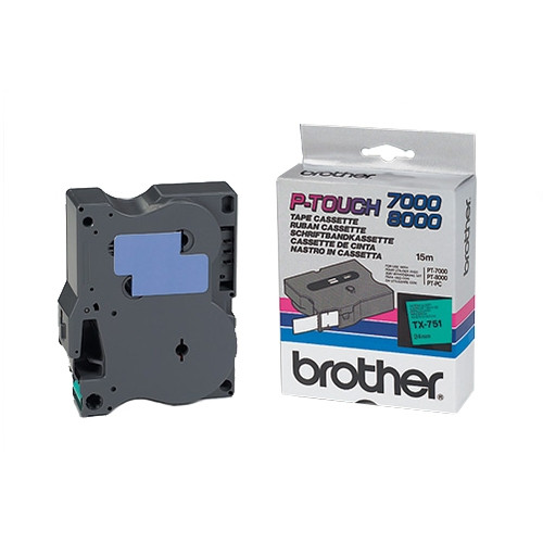 Brother TX-751 cassette à ruban 'extrême' 24 mm (d'origine) - noir sur vert TX751 080282 - 1