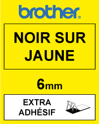 Brother TZ-S611 cassette à ruban à forte adhérence 6 mm (d'origine) - noir sur jaune TZ-S611 080680 - 1