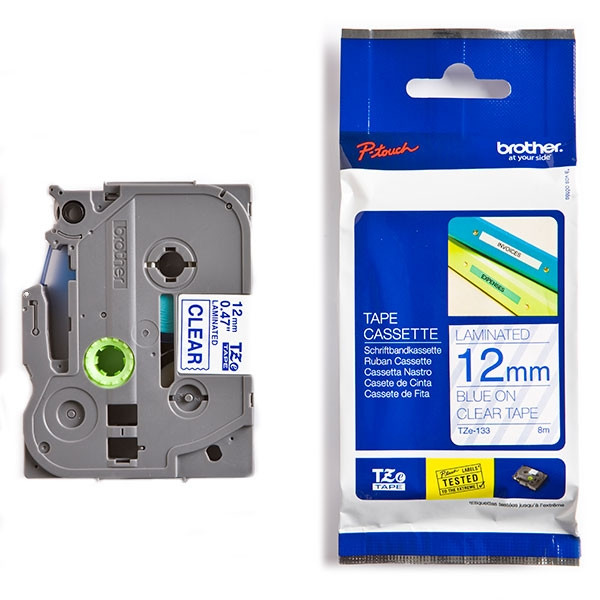 Brother TZe-133 cassette à ruban 12 mm (d'origine) - bleu sur transparent TZe133 080618 - 1
