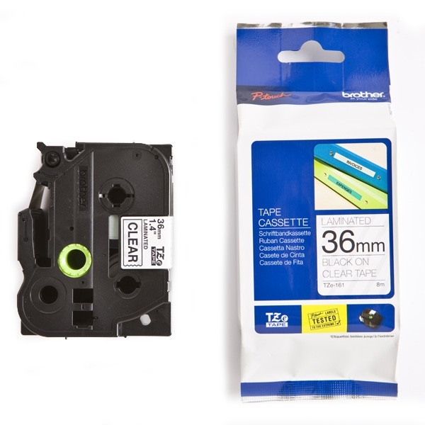 Brother TZe-161 cassette à ruban 36 mm (d'origine) - noir sur transparent TZe161 080440 - 1