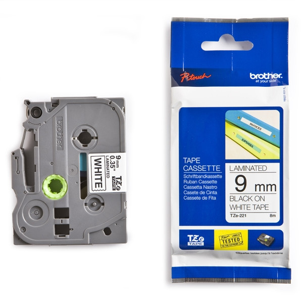 Brother TZe-221 cassette 9 mm (d'origine) - noir sur blanc 905123 - 1