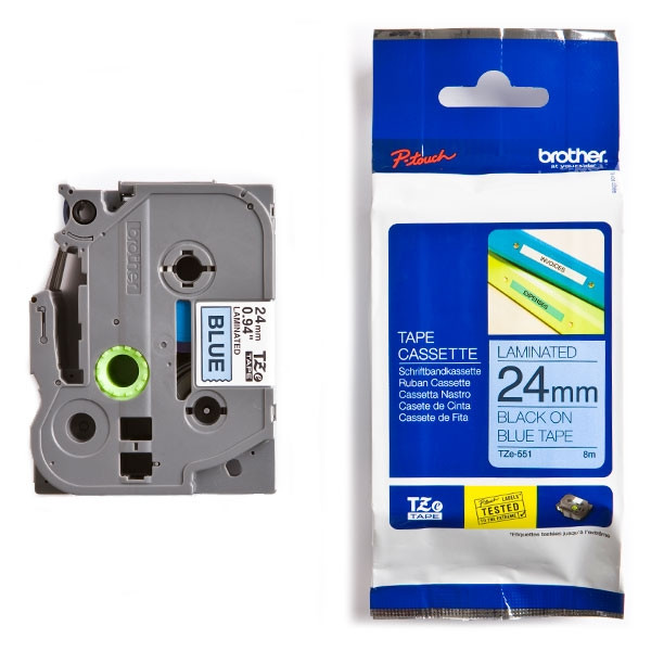 Brother TZe-551 cassette à ruban 24 mm (d'origine) - noir sur bleu TZe551 080484 - 1