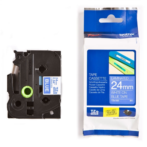 Brother TZe-555 cassette à ruban 24 mm (d'origine) - blanc sur bleu TZe555 080486 - 1