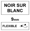 Brother TZe-FX221 ruban Flexi ID 9 mm (marque 123encre) - noir sur blanc TZeFX221C 080815