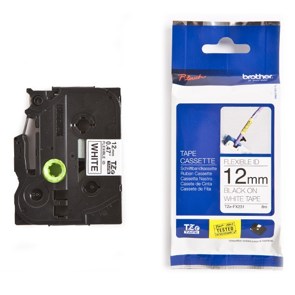 Brother TZe-FX231 cassette à ruban Flexi ID 12 mm (d'origine) - noir sur blanc TZeFX231 080816 - 1