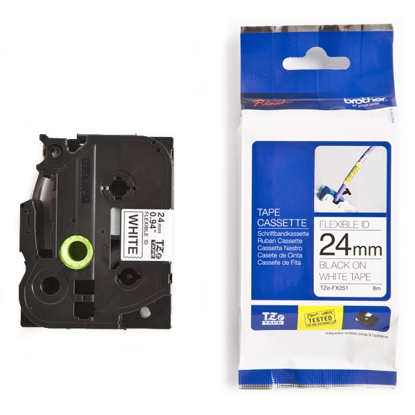 Brother TZe-FX251 cassette à ruban Flexi ID 24 mm (d'origine) - noir sur blanc TZeFX251 080820 - 1