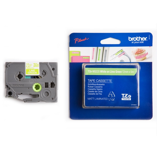 Brother TZe-MQG35 cassette à ruban 12 mm (d'origine) - blanc sur vert citron mat TZeMQG35 080394 - 1