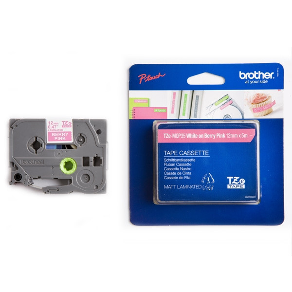 Brother TZe-MQP35 cassette à ruban 12 mm (d'origine) - blanc sur fuchsia mat TZeMQP35 080392 - 1