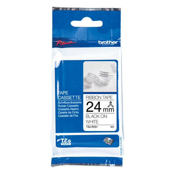 Brother TZe-R251 cassette à ruban tissu 24 mm (d'origine) - noir sur blanc TZER251 350524 - 1