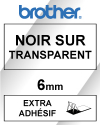 Brother TZe-S111 cassette à ruban à forte adhérence 6 mm (d'origine) - noir sur transparent 080656 - 1