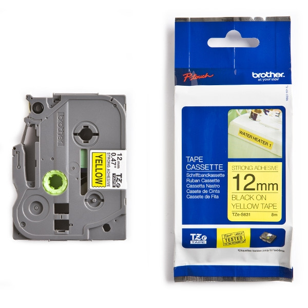 Brother TZe-S631 cassette à ruban extra adhésif 12 mm (d'origine) - noir sur jaune TZeS631 080684 - 1