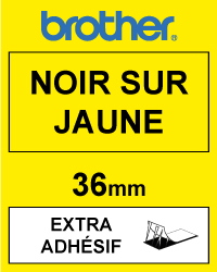 Brother TZe-S661 cassette à ruban extra adhésif 36 mm (d'origine) - noir sur jaune TZeS661 080690