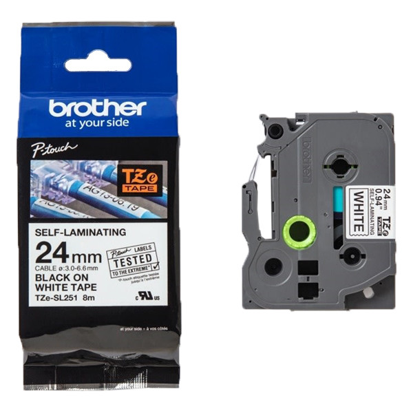 Brother TZe-SL251 ruban auto-laminant 24 mm (d'origine) - noir sur blanc TZESL251 080840 - 1