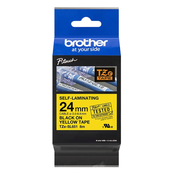 Brother TZe-SL651 ruban auto-laminant 24 mm (d'origine) - noir sur jaune TZe-SL651 350526 - 1