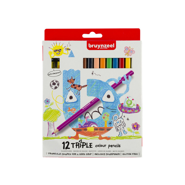 Bruynzeel Kids Triple crayons de couleur (12 pièces) 60119012 231005 - 1