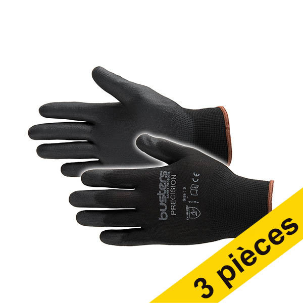 Busters Offre : 3x Busters Precision gants de travail taille M (1 paire) - noir  SBU00074 - 1