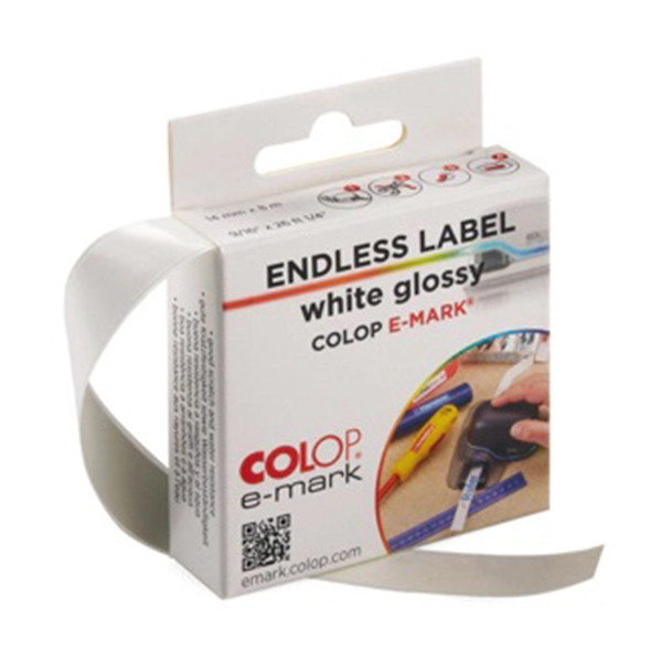 COLOP e-mark étiquettes continues brillantes 14 mm x 8 m - blanc 155361 229169 - 1