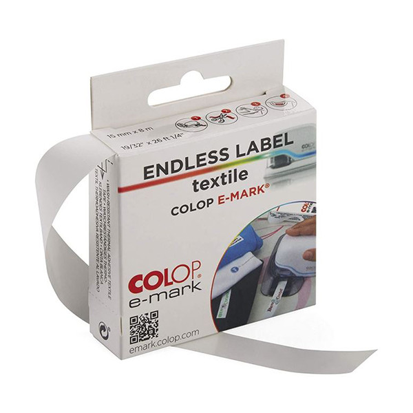 COLOP e-mark étiquettes continues en textile 15 mm x 8 m 155543 229171 - 1