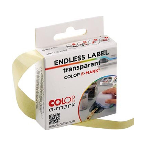 COLOP e-mark étiquettes continues transparentes 14 mm x 8 m 155362 229170 - 1