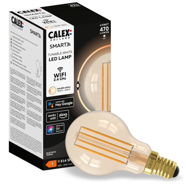 Calex E14 ampoule intelligente sphérique P45 wifi (Tuya) - blanc chaud LCA00894 - 1
