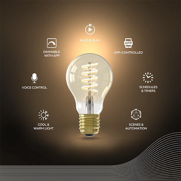 Calex E27 ampoule intelligente poire A60 wifi (Tuya) - or LCA01192 - 2